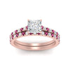Load image into Gallery viewer, french-pave-princess-cut-petite-pink-sapphire-wedding-ring-set-in-FD9918PRGSADRPIANGLE3-NL-RG-B1