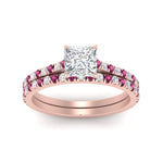 Load image into Gallery viewer, french-pave-princess-cut-petite-pink-sapphire-wedding-ring-set-in-FD9918PRGSADRPIANGLE3-NL-RG-B1

