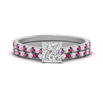 Load image into Gallery viewer, french-pave-princess-cut-petite-pink-sapphire-wedding-ring-set-in-FD9918PRGSADRPIANGLE3-NL-WG-B1

