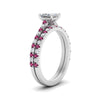 Load image into Gallery viewer, french-pave-princess-cut-petite-pink-sapphire-wedding-ring-set-in-FD9918PRGSADRPIANGLE3-NL-WG-B1