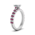 Load image into Gallery viewer, french-pave-princess-cut-petite-pink-sapphire-wedding-ring-set-in-FD9918PRGSADRPIANGLE3-NL-WG-B1
