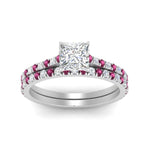 Load image into Gallery viewer, french-pave-princess-cut-petite-pink-sapphire-wedding-ring-set-in-FD9918PRGSADRPIANGLE3-NL-WG-B1
