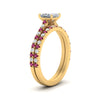 Load image into Gallery viewer, french-pave-princess-cut-petite-pink-sapphire-wedding-ring-set-in-FD9918PRGSADRPIANGLE3-NL-YG-B1