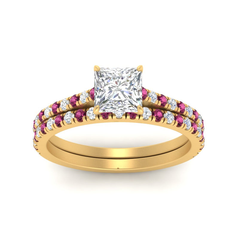 french-pave-princess-cut-petite-pink-sapphire-wedding-ring-set-in-FD9918PRGSADRPIANGLE3-NL-YG-B1