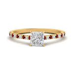 Load image into Gallery viewer, french-pave-princess-cut-petite-ruby-engagement-ring-in-FD9918PRRGRUDRANGLE3-NL-YG
