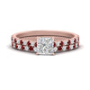 Load image into Gallery viewer, french-pave-princess-cut-petite-ruby-wedding-ring-set-in-FD9918PRGRUDRANGLE3-NL-RG-B1