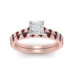Load image into Gallery viewer, french-pave-princess-cut-petite-ruby-wedding-ring-set-in-FD9918PRGRUDRANGLE3-NL-RG-B1
