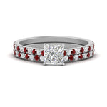 Load image into Gallery viewer, french-pave-princess-cut-petite-ruby-wedding-ring-set-in-FD9918PRGRUDRANGLE3-NL-WG-B1
