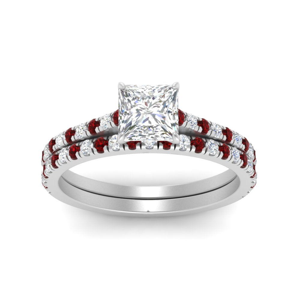 french-pave-princess-cut-petite-ruby-wedding-ring-set-in-FD9918PRGRUDRANGLE3-NL-WG-B1