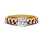 Load image into Gallery viewer, french-pave-princess-cut-petite-ruby-wedding-ring-set-in-FD9918PRGRUDRANGLE3-NL-YG-B1
