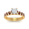 Load image into Gallery viewer, french-pave-princess-cut-petite-ruby-wedding-ring-set-in-FD9918PRGRUDRANGLE3-NL-YG-B1