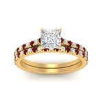 Load image into Gallery viewer, french-pave-princess-cut-petite-ruby-wedding-ring-set-in-FD9918PRGRUDRANGLE3-NL-YG-B1
