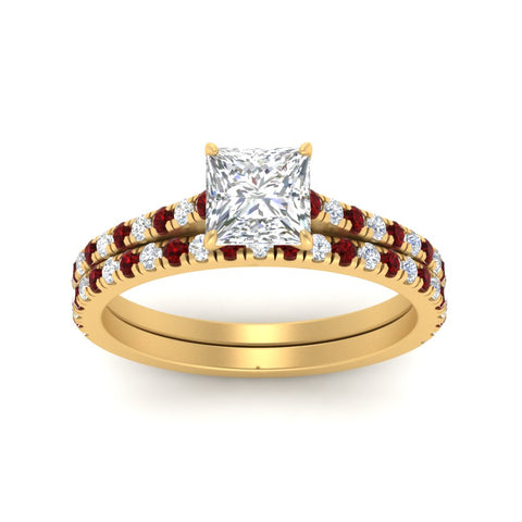 french-pave-princess-cut-petite-ruby-wedding-ring-set-in-FD9918PRGRUDRANGLE3-NL-YG-B1