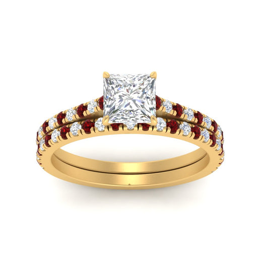 french-pave-princess-cut-petite-ruby-wedding-ring-set-in-FD9918PRGRUDRANGLE3-NL-YG-B1