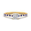 Load image into Gallery viewer, french-pave-princess-cut-petite-sapphire-engagement-ring-in-FD9918PRRGSABLANGLE3-NL-YG