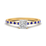 Load image into Gallery viewer, french-pave-princess-cut-petite-sapphire-engagement-ring-in-FD9918PRRGSABLANGLE3-NL-YG
