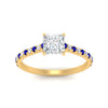 Load image into Gallery viewer, french-pave-princess-cut-petite-sapphire-engagement-ring-in-FD9918PRRGSABLANGLE3-NL-YG