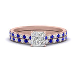 Load image into Gallery viewer, french-pave-princess-cut-petite-sapphire-wedding-ring-set-in-FD9918PRGSABLANGLE3-NL-RG-B1
