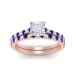 Load image into Gallery viewer, french-pave-princess-cut-petite-sapphire-wedding-ring-set-in-FD9918PRGSABLANGLE3-NL-RG-B1
