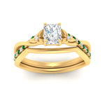 Load image into Gallery viewer, french-pave-radiant-contour-emerald-wedding-band-in-yellow-gold-FD9986B1RAGEMGR-NL-YG

