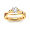 Load image into Gallery viewer, french-pave-radiant-contour-pink-sapphire-wedding-band-in-yellow-gold-FD9986B1RAGSADRPI-NL-YG