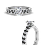Load image into Gallery viewer, french-pave-radiant-petite-black-diamond-wedding-ring-set-in-FD9918RAGBLACKANGLE3-NL-WG-B1
