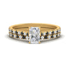 Load image into Gallery viewer, french-pave-radiant-petite-black-diamond-wedding-ring-set-in-FD9918RAGBLACKANGLE3-NL-YG-B1
