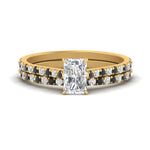Load image into Gallery viewer, french-pave-radiant-petite-black-diamond-wedding-ring-set-in-FD9918RAGBLACKANGLE3-NL-YG-B1

