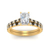 Load image into Gallery viewer, french-pave-radiant-petite-black-diamond-wedding-ring-set-in-FD9918RAGBLACKANGLE3-NL-YG-B1