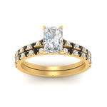 Load image into Gallery viewer, french-pave-radiant-petite-black-diamond-wedding-ring-set-in-FD9918RAGBLACKANGLE3-NL-YG-B1

