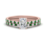 Load image into Gallery viewer, french-pave-radiant-petite-emerald-wedding-ring-set-in-FD9918RAGEMGRANGLE3-NL-RG-B1
