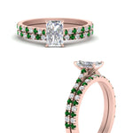 Load image into Gallery viewer, french-pave-radiant-petite-emerald-wedding-ring-set-in-FD9918RAGEMGRANGLE3-NL-RG-B1
