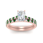 Load image into Gallery viewer, french-pave-radiant-petite-emerald-wedding-ring-set-in-FD9918RAGEMGRANGLE3-NL-RG-B1
