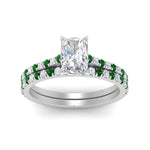 Load image into Gallery viewer, french-pave-radiant-petite-emerald-wedding-ring-set-in-FD9918RAGEMGRANGLE3-NL-WG-B1
