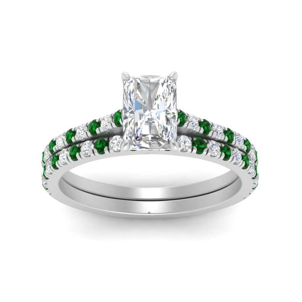 french-pave-radiant-petite-emerald-wedding-ring-set-in-FD9918RAGEMGRANGLE3-NL-WG-B1