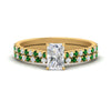Load image into Gallery viewer, french-pave-radiant-petite-emerald-wedding-ring-set-in-FD9918RAGEMGRANGLE3-NL-YG-B1