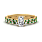 Load image into Gallery viewer, french-pave-radiant-petite-emerald-wedding-ring-set-in-FD9918RAGEMGRANGLE3-NL-YG-B1
