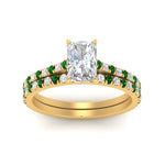 Load image into Gallery viewer, french-pave-radiant-petite-emerald-wedding-ring-set-in-FD9918RAGEMGRANGLE3-NL-YG-B1
