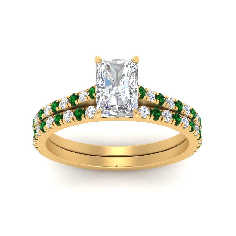 french-pave-radiant-petite-emerald-wedding-ring-set-in-FD9918RAGEMGRANGLE3-NL-YG-B1