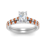 Load image into Gallery viewer, french-pave-radiant-petite-orange-sapphire-wedding-ring-set-in-FD9918RAGSAORANGLE3-NL-WG-B1
