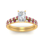 Load image into Gallery viewer, french-pave-radiant-petite-pink-sapphire-wedding-ring-set-in-FD9918RAGSADRPIANGLE3-NL-YG-B1
