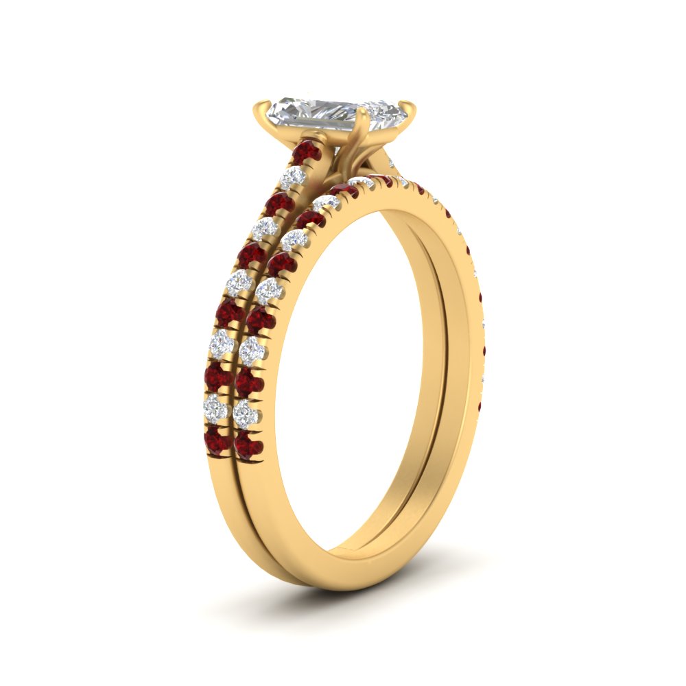 french-pave-radiant-petite-ruby-wedding-ring-set-in-FD9918RAGRUDRANGLE3-NL-YG-B1