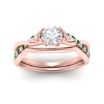 Load image into Gallery viewer, french-pave-round-contour-emerald-wedding-band-in-rose-gold-FD9986B1ROGEMGR-NL-RG
