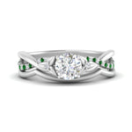 Load image into Gallery viewer, french-pave-round-contour-emerald-wedding-band-in-white-gold-FD9986B1ROGEMGR-NL-WG