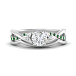 Load image into Gallery viewer, french-pave-round-contour-emerald-wedding-band-in-white-gold-FD9986B1ROGEMGR-NL-WG
