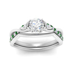 Load image into Gallery viewer, french-pave-round-contour-emerald-wedding-band-in-white-gold-FD9986B1ROGEMGR-NL-WG