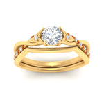 Load image into Gallery viewer, french-pave-round-contour-orange-sapphire-wedding-band-in-yellow-gold-FD9986B1ROGSAOR-NL-YG
