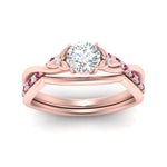 Load image into Gallery viewer, french-pave-round-contour-pink-sapphire-wedding-band-in-rose-gold-FD9986B1ROGSADRPI-NL-RG
