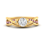 Load image into Gallery viewer, french-pave-round-contour-pink-sapphire-wedding-band-in-yellow-gold-FD9986B1ROGSADRPI-NL-YG