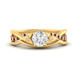 Load image into Gallery viewer, french-pave-round-contour-ruby-wedding-band-in-yellow-gold-FD9986B1ROGRUDR-NL-YG
